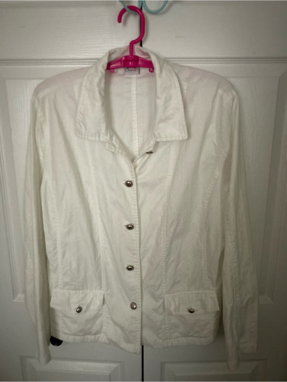 Women's Lightweight Cream Button-Front Blazer Jacket